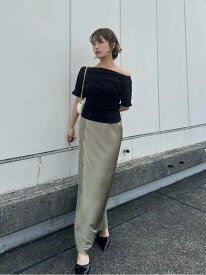レーストリムサテンナロースカート SNIDEL スナイデル スカート ミディアムスカート グレー【送料無料】[Rakuten Fashion]