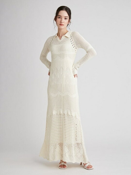 楽天市場 クロシェ風ニットワンピース Celford セルフォード ワンピース ニットワンピース ホワイト ブラック グリーン 送料無料 Rakuten Fashion Usagistore Usagionline公式ストア