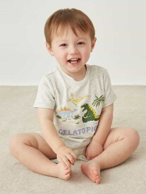 【BABY】【接触冷感】スリーピングダイナソーワンポイントTシャツ gelato pique ジェラートピケ トップス カットソー・Tシャツ ネイビー[Rakuten Fashion]