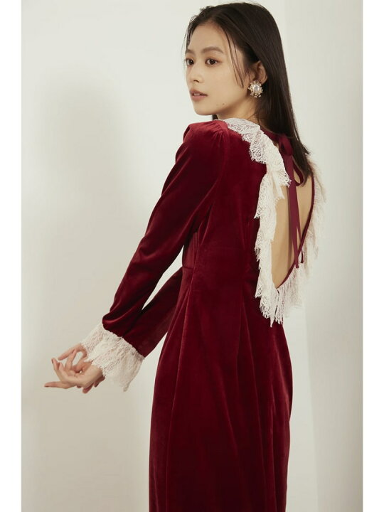 楽天市場】【SALE／50%OFF】バックフリルベロアロングドレス LILY 