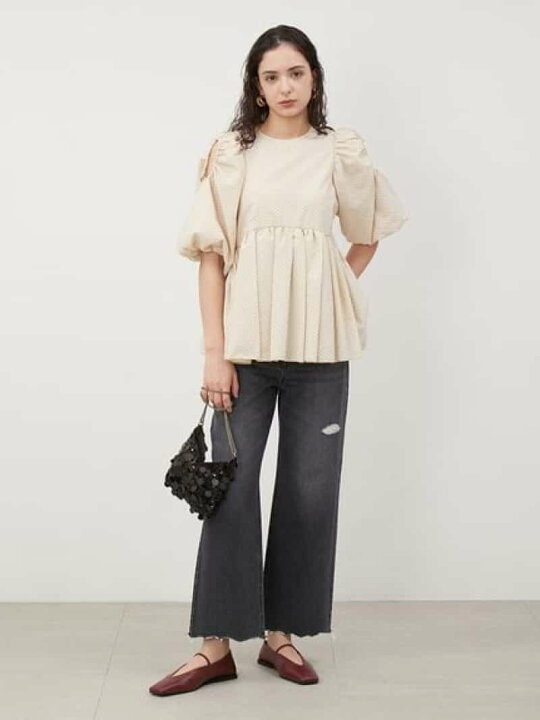 楽天市場】【SALE／50%OFF】肩スリット袖ボリュームペプラムチュニック 