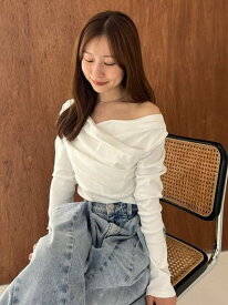 ギャザーオフショルカットソー FRAY I.D フレイ アイディー トップス カットソー・Tシャツ グレー ブラック ホワイト ピンク【送料無料】[Rakuten Fashion]