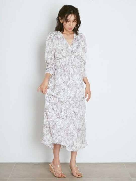 楽天市場】【SALE／50%OFF】ラインフラワーウエストギャザーワンピース  
