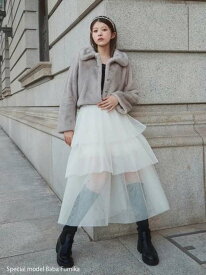 チュールパニエスカート SNIDEL スナイデル スカート ロング・マキシスカート ブラック【先行予約】*【送料無料】[Rakuten Fashion]