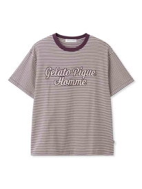 【HOMME】チェーンステッチロゴボーダーTシャツ gelato pique ジェラートピケ トップス カットソー・Tシャツ パープル ブルー【送料無料】[Rakuten Fashion]