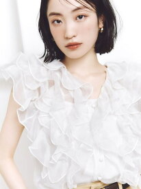 【新色追加/WEB限定カラーあり】ノースリフリルブラウス SNIDEL スナイデル トップス シャツ・ブラウス ベージュ【先行予約】*【送料無料】[Rakuten Fashion]