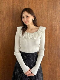 シアーフリルニットプルオーバー SNIDEL スナイデル トップス ニット ブラック【先行予約】*【送料無料】[Rakuten Fashion]