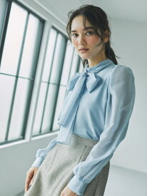 ボウタイ付きシアーブラウス CELFORD セルフォード トップス シャツ・ブラウス ホワイト ブルー ネイビー【送料無料】[Rakuten Fashion]