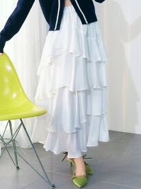 【SALE／50%OFF】スリットティアードスカート LILY BROWN リリーブラウン スカート ロング・マキシスカート ホワイト ブラウン【RBA_E】【先行予約】*【送料無料】[Rakuten Fashion]