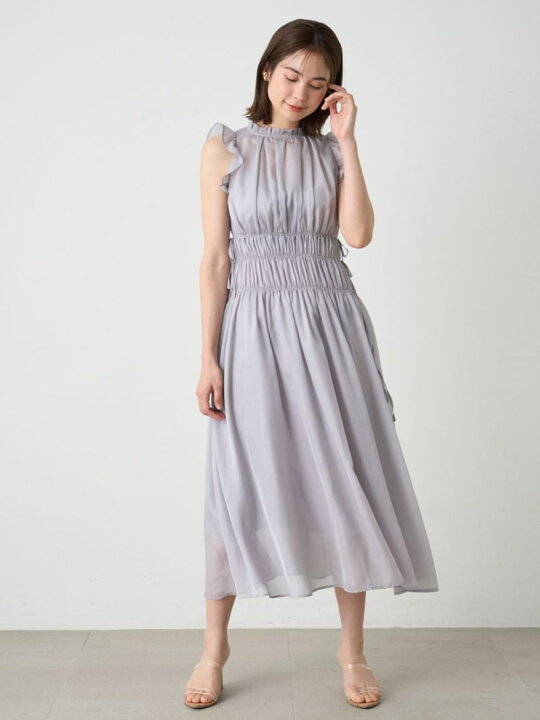 楽天市場】【SALE／50%OFF】シフォンギャザーノースリワンピース 