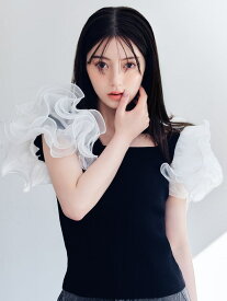 オーガンジーフリルスリーブニット FRAY I.D フレイ アイディー トップス ニット グリーン【送料無料】[Rakuten Fashion]