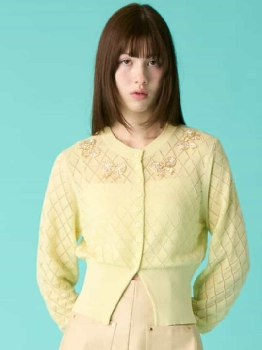 楽天市場】【SALE／50%OFF】リボンビーズ刺繍アイレットカーディガン ビーズファーカーディガン・ニット