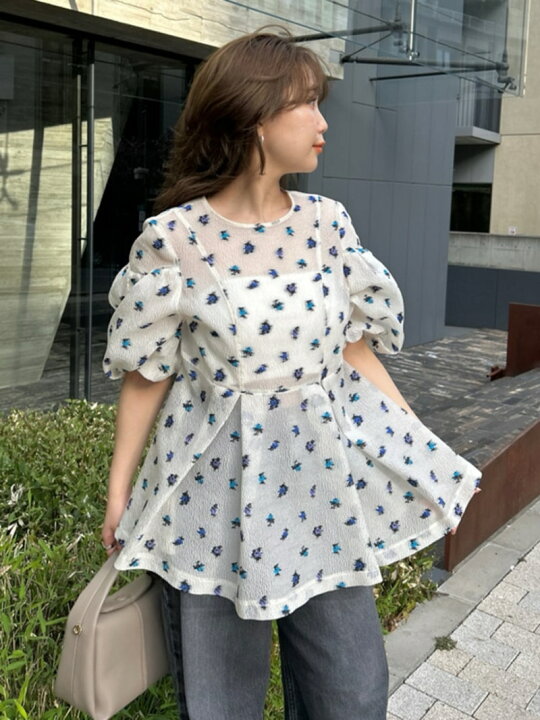 楽天市場】【SALE／30%OFF】ドロップショルダーシアーフラワー 