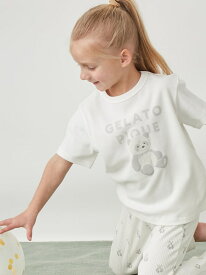 【KIDS】ぬいぐるみワンポイントTシャツ gelato pique ジェラートピケ トップス カットソー・Tシャツ ホワイト ベージュ ピンク【送料無料】[Rakuten Fashion]