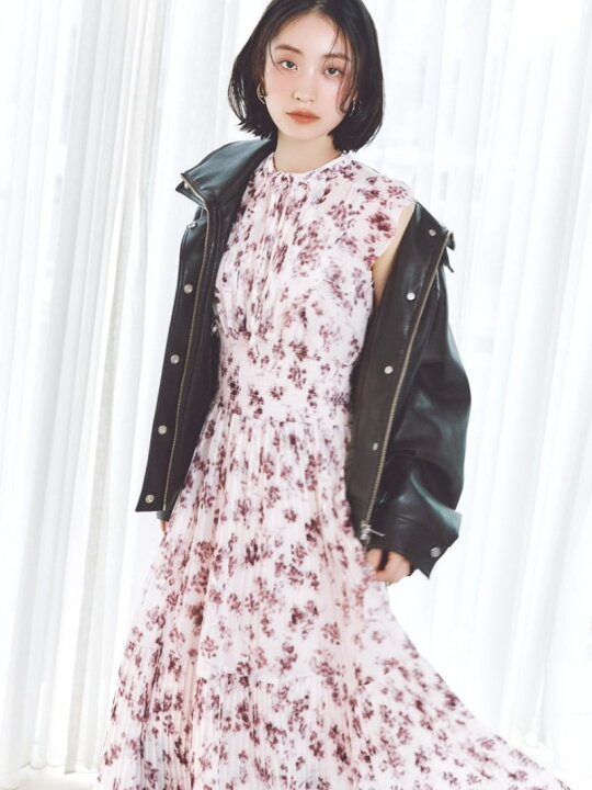 Snidel ピンクフリフリワンピース Sustainableフリルプリント 