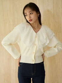 レースカラーニットプルオーバー SNIDEL スナイデル トップス ニット ネイビー【送料無料】[Rakuten Fashion]