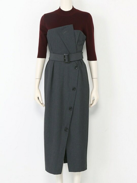 楽天市場】【SALE／40%OFF】ボタンハイウエストコンビワンピ FRAY I.D 