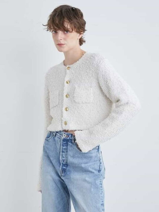 楽天市場】【SALE／20%OFF】ショート丈ツィードニットカーディガン 