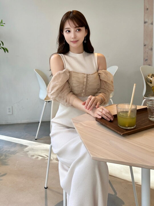 楽天市場】【SALE／50%OFF】チュールボレロリブニットワンピース 