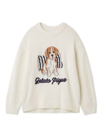 【SALE／30%OFF】【UNISEX】エアリーモコプレイフルDOGジャガードプルオーバー gelato pique ジェラートピケ トップス カットソー・Tシャツ ホワイト ネイビー【RBA_E】【送料無料】[Rakuten Fashion]