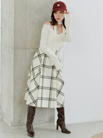 Sustainableロービングチェックミドルスカート SNIDEL スナイデル スカート ロング・マキシスカート レッド【送料無料】[Rakuten Fashion]