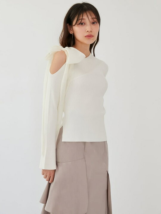 楽天市場】【SALE／40%OFF】ショルダーリボンニットトップス SNIDEL 