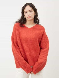 【SALE／50%OFF】アルパカ混ローゲージVネックニット Mila Owen ミラオーウェン トップス ニット ホワイト レッド【RBA_E】【送料無料】[Rakuten Fashion]