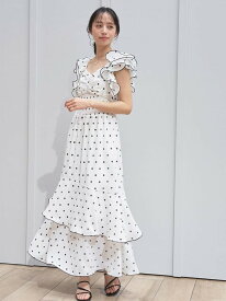 【SALE／30%OFF】フリルスリーブバリエプリントワンピース SNIDEL スナイデル ワンピース・ドレス ワンピース グレー ホワイト ネイビー イエロー【RBA_E】【送料無料】[Rakuten Fashion]