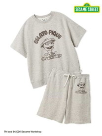 【SALE／30%OFF】【SESAME STREET】【UNISEX】裏毛プルオーバー&ハーフパンツセット gelato pique ジェラートピケ トップス カットソー・Tシャツ ピンク グレー【RBA_E】【送料無料】[Rakuten Fashion]