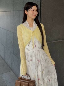 レーストリムクロップドカーディガン SNIDEL スナイデル トップス カーディガン ピンク イエロー ブラック【送料無料】[Rakuten Fashion]