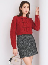 リボンモチーフケーブルニットプルオーバー CELFORD セルフォード トップス ニット レッド グレー【送料無料】[Rakuten Fashion]