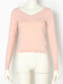 【SALE／50%OFF】フリル付きオフショルニット LILY BROWN リリーブラウン トップス ニット ネイビー オレンジ ピンク ホワイト【RBA_E】[Rakuten Fashion]