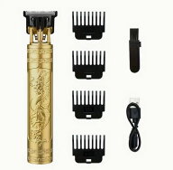 USB充電式 プロ用 コードレス 電動ヘアクリッパー ゴールド ヒゲトリマー ヘアカットキット バリカン
