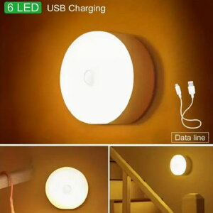 ワイヤレスモーションセンサーライト 寝室の装飾ライト 6LED 充電式 装飾ランプ 階段 クローゼットルーム用