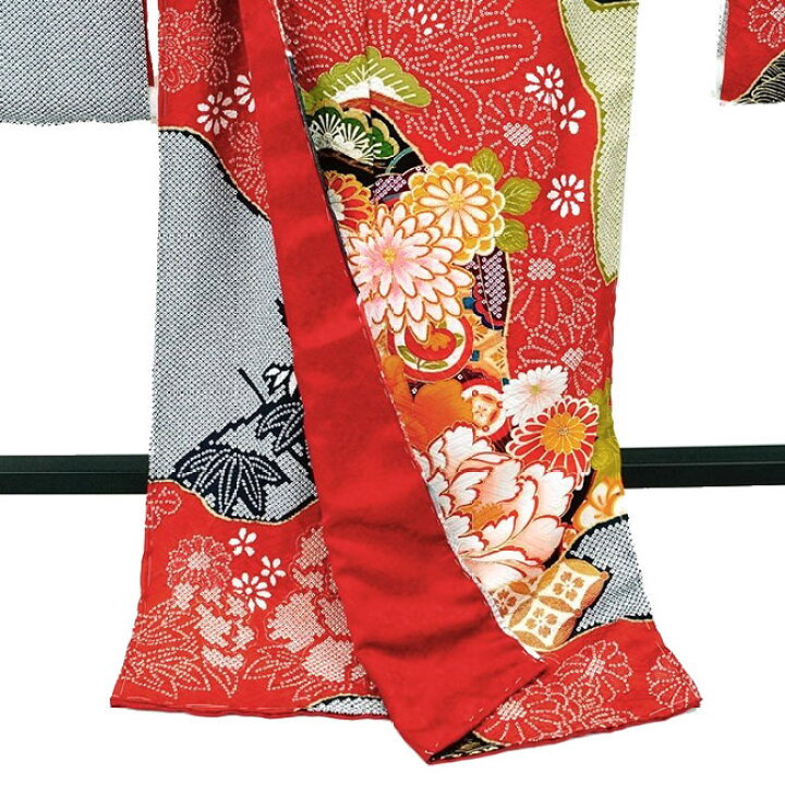 楽天市場】仕立付き 総絞り正絹 振袖単品 成人式 相良刺繍 f-034 赤 