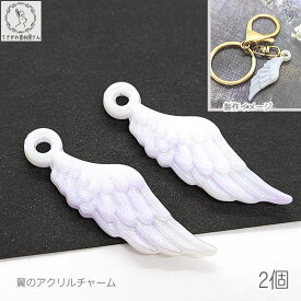 【SS最大半額＆2000円OFFクーポン!!】アクリルチャーム 羽根 35mm 2個 ホワイト 白 パープル グラデーション フェザー パーツ ハンドメイドパーツ うさぎの素材屋さん 動物 アニマル 素材 個性的 卸 問屋 手芸 材料
