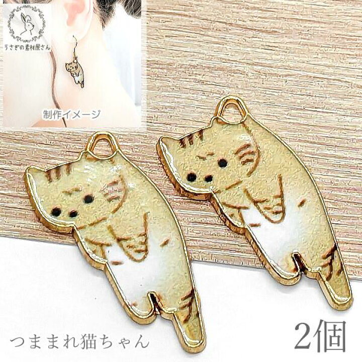 楽天市場】チャーム 猫 パーツ 27mm 2個 茶トラ チャトラ つままれ猫  