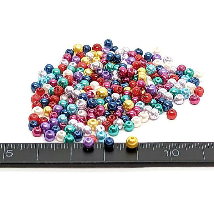 楽天市場】ビーズ ガラスパール パールビーズ 3.5mm〜4mm ランダム 