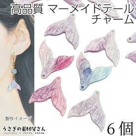 チャーム マーメイドテール 18mm 6個 高品質 カラフル系 グラデーション 海の生き物 夏 マリン アクセサリーパーツ うさぎの素材屋さん フィッシュテール ハンドメイド パーツ