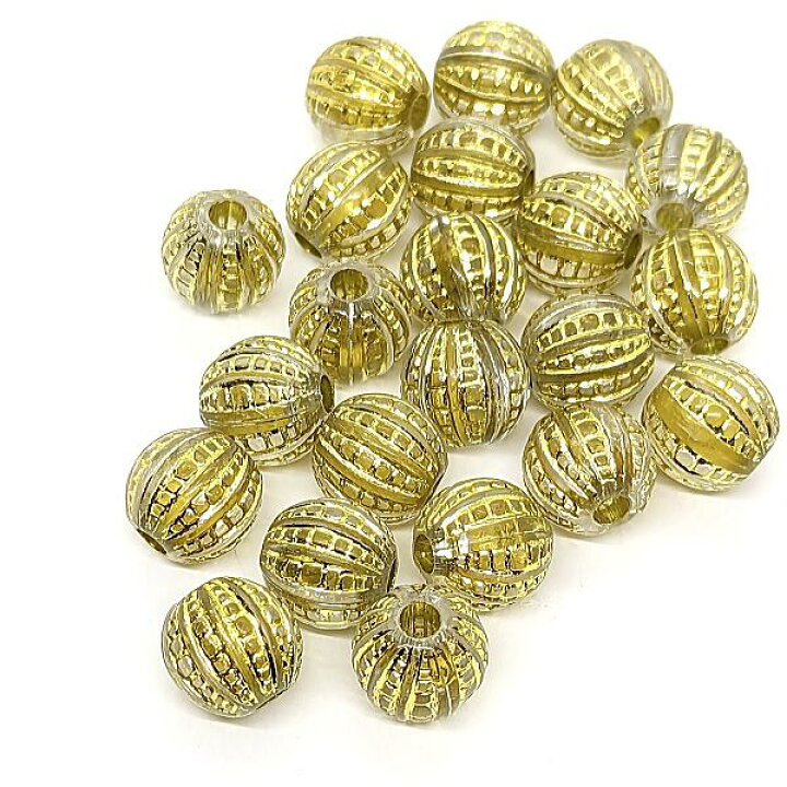 楽天市場】アクリルビーズ アンティーク調 ゴールドライン入り 12mm 約 