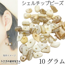 貝 シェル チップ ビーズ 約3mm〜13mm程度 10グラム 淡黄色マリン パーツ さざれ 夏 アクセサリーパーツ うさぎの素材屋さん 貝の欠片 シェルビーズ ハンドメイド パーツ