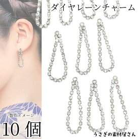 ドロップ ダイヤレーンチャーム ロジウム色 10個 揺れる ラインストーン キラキラ アクセサリパーツ 雫 しずく アクセサリーパーツ うさぎの素材屋さん ハンドメイド パーツ 材料