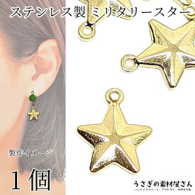 【超ポイントバック祭】特別限定！200円OFFクーポン☆チャーム 立体 星 パーツ メタルチャーム 12mm 1個 201ステンレス ゴールド色 ミリタリー スターチャーム 宇宙雑貨 ハンドメイドパーツ うさぎの素材屋さん アクセサリーパーツ