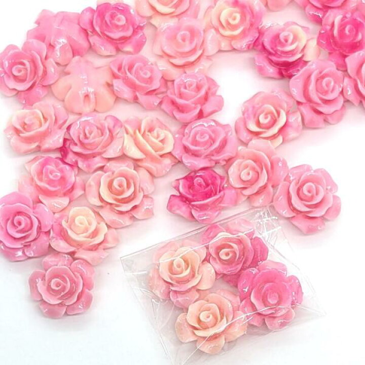 楽天市場】フラワービーズ 合成 珊瑚 薔薇 ローズ ビーズ 12mm 4個 花 