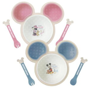 日本製 片手で持てる離乳食パレット ミッキーマウス ミニーマウス 錦化成 ベビー食器 お食事 食器セット (送料無料 北海道、沖縄、離島は配送不可)