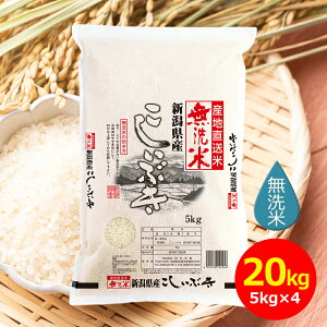 ゲリラP3倍 【令和7年産】田中米穀 無洗米 新潟産こしいぶき 20kg(5kg×4袋) お米 おこめ 国産米 新米 ライス 美味しいお米 20kg 新潟