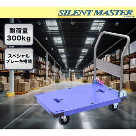 ナンシン 樹脂製運搬車 微音 プッシュブレーキ DSK-301B2 なんしん カート 台車 かご車 薄型 収納 ブレーキ付