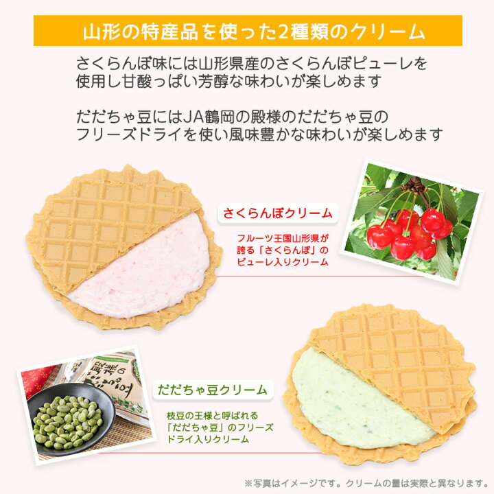 楽天市場 まるごとサンド スイーツ 菓子 ワッフル 送料無料 山形 さくらんぼ 枝豆 洋菓子 お中元 引っ越し祝い 土産 スイーツ ギフト 内祝い お取り寄せグルメ ゴーフル クッキー 可愛い お洒落 お茶菓子 クリームサンド お土産 グルメ 敬老の日 宇佐美煎餅店