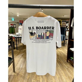 ユーエスボーダー U.S.BOARDER メンズ トップス 半袖 Tシャツ クラシックテイストタッチ　お洒落　センス良しカットソー バックプリント ポケットTシャツ 白カラー　爽やか