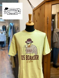 usboarder T-shirt S/S おじさんT Yellow イエロー　黄色　髭　オジサン　プリント　Coffee コーヒー　ユーエスボーダー